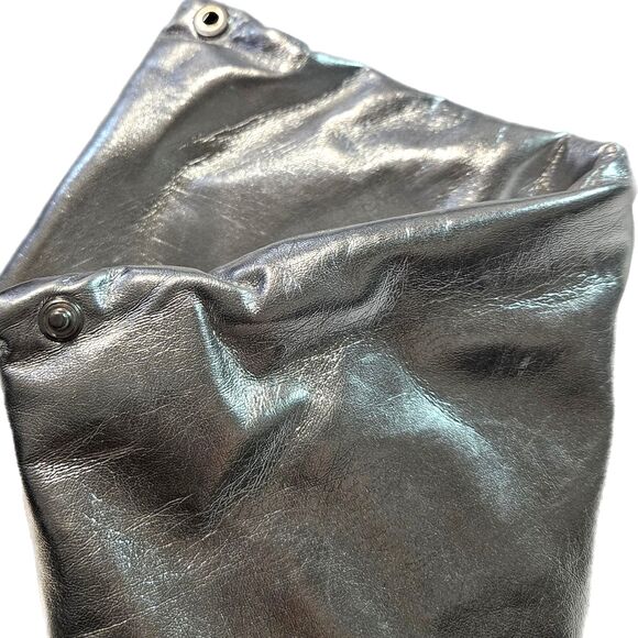 MM6 Maison Margiela Silver Foil Vegan Leather Triangle Top Handle Hobo Bag GUC - Picture 5 of 13